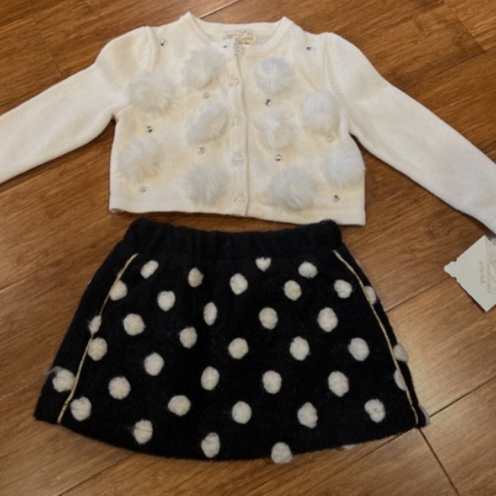 NWT Heirlooms by Polly Flinders Baby Bundle white giros top and polka dot skirt